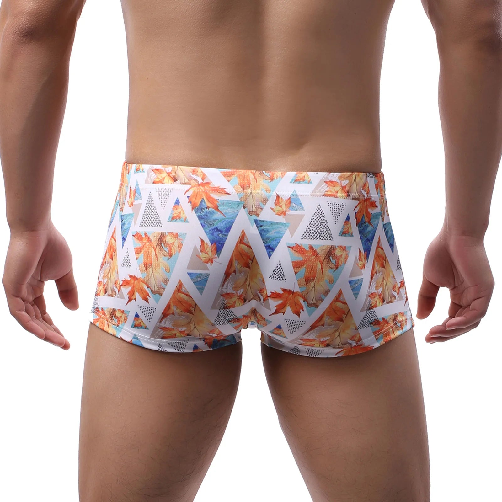 Various Leaf Print Swim Trunks