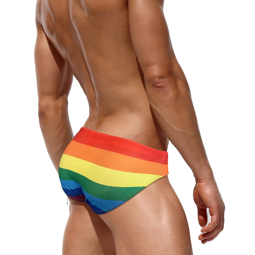 Rainbow Swimming Briefs w/ Cup Insert Option