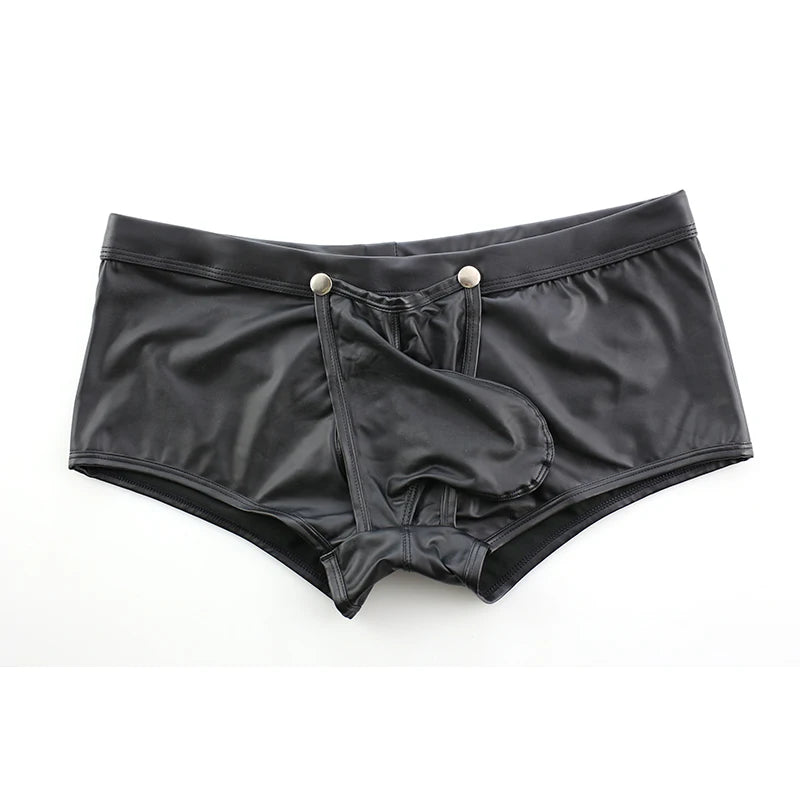 Faux Leather Trunks w/ Button Pouch