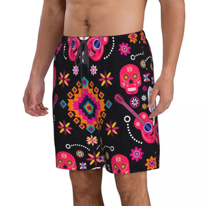 Sugar Skull Print Swim Shorts