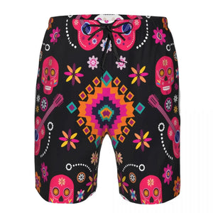 Sugar Skull Print Swim Shorts