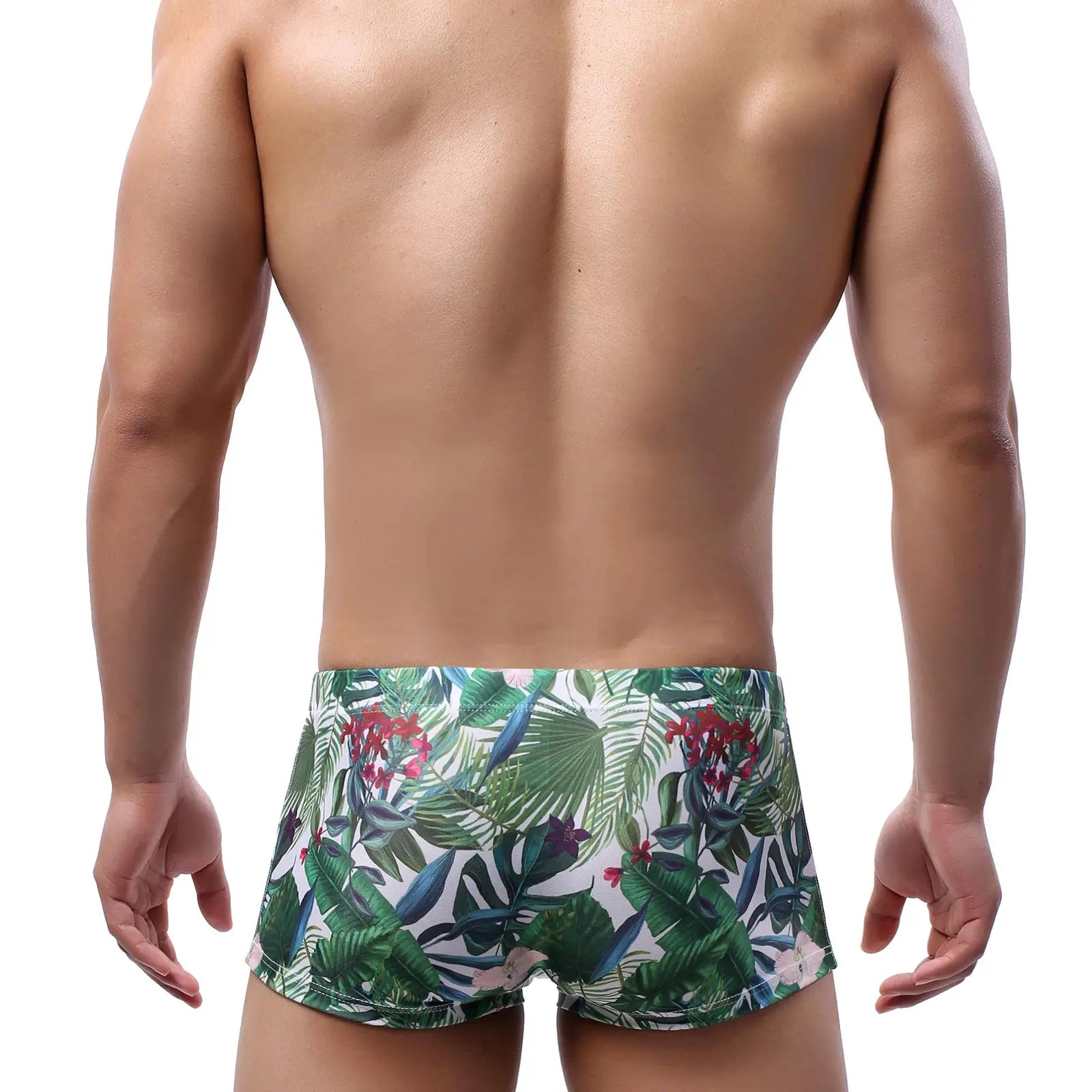 Various Leaf Print Swim Trunks