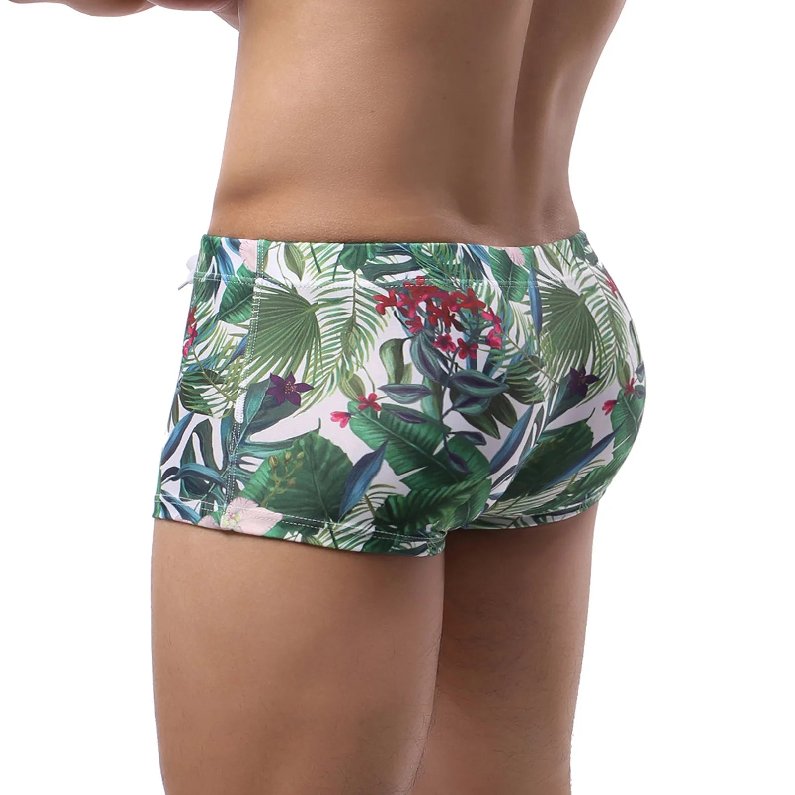 Various Leaf Print Swim Trunks