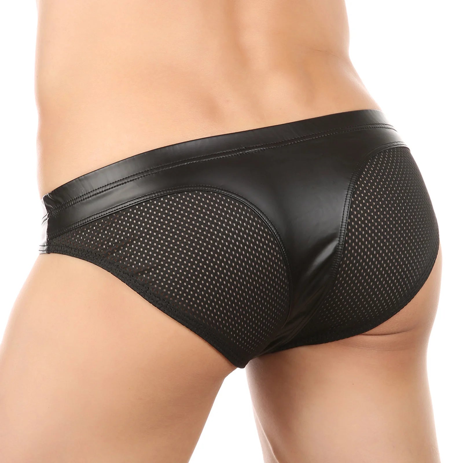 Faux Leather/Mesh Brief