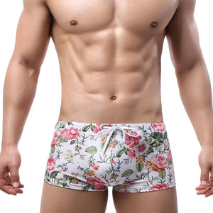 Various Leaf Print Swim Trunks