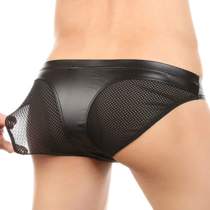 Faux Leather/Mesh Brief