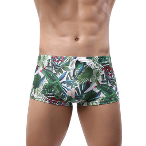 Various Leaf Print Swim Trunks