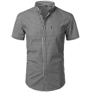 Short Sleeve Checkered Collar Shirt