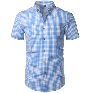 Short Sleeve Checkered Collar Shirt