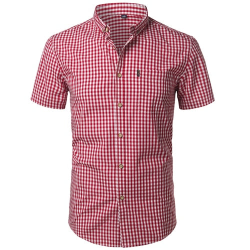 Short Sleeve Checkered Collar Shirt