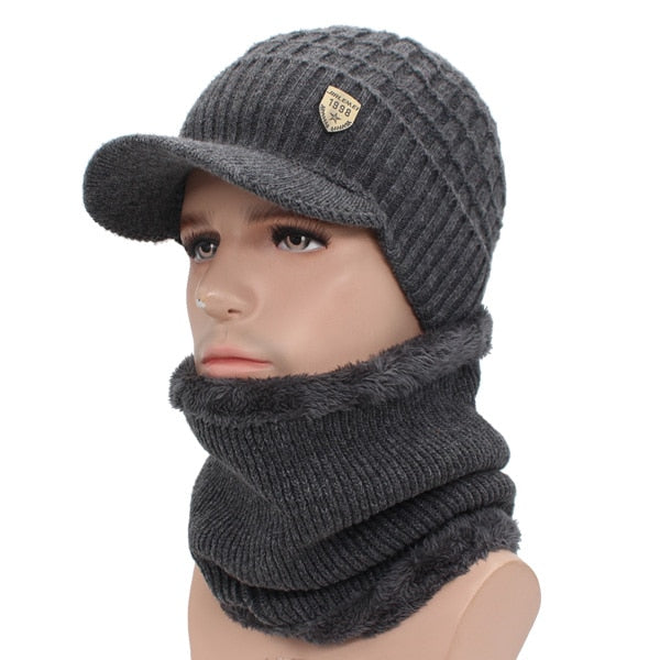 Knitted Beanie Hat and Neck Warmer