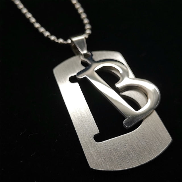 Stainless Steel Alphabet Pendant Necklace