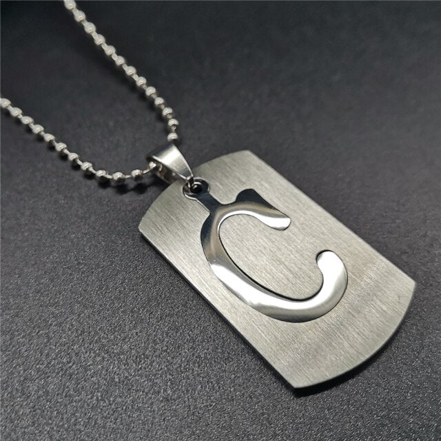 Stainless Steel Alphabet Pendant Necklace