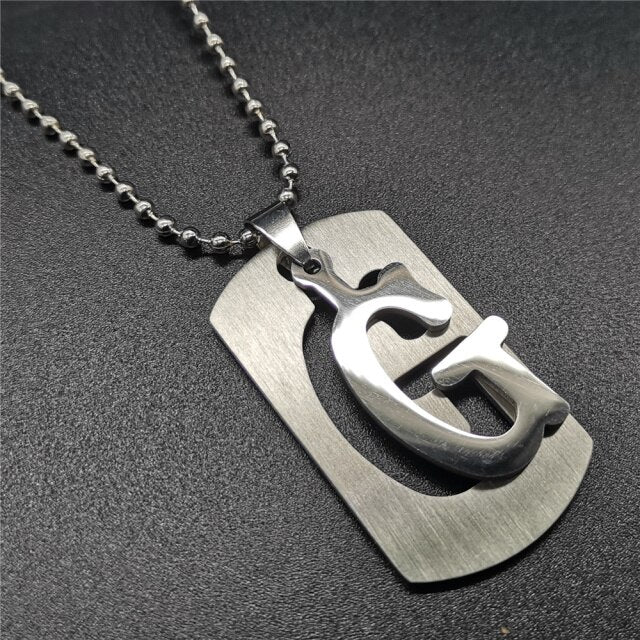 Stainless Steel Alphabet Pendant Necklace