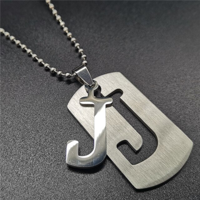 Stainless Steel Alphabet Pendant Necklace