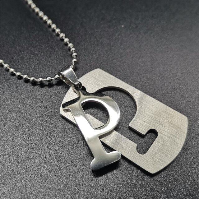 Stainless Steel Alphabet Pendant Necklace