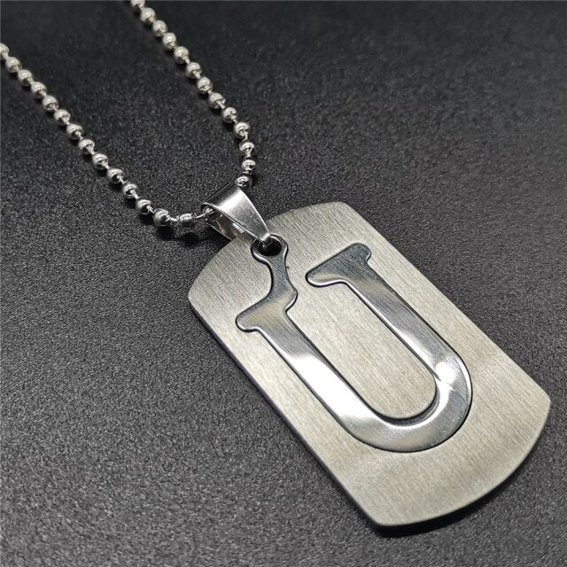 Stainless Steel Alphabet Pendant Necklace