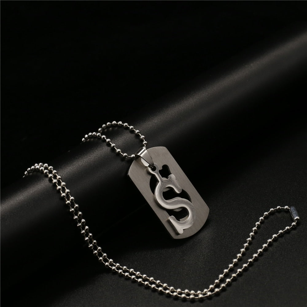 Stainless Steel Alphabet Pendant Necklace